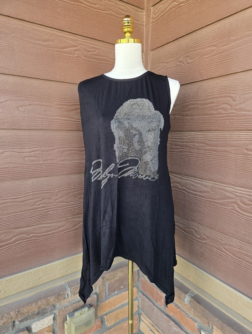 NWT SHINY Sleeveless Black Embellished “AS‑Monroe1” Tank Top – One Size Women’s